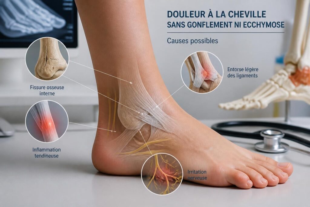 découvrez les causes possibles de la douleur à la cheville sans gonflement ni bleu et apprenez à identifier les symptômes pour mieux comprendre et soulager votre douleur.