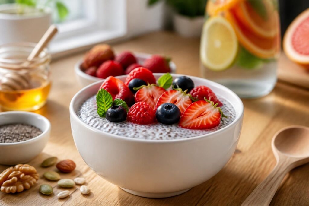 découvrez une recette saine et nutritive de pudding de chia, parfaite pour un petit-déjeuner équilibré et gourmand. facile à préparer et riche en bienfaits.